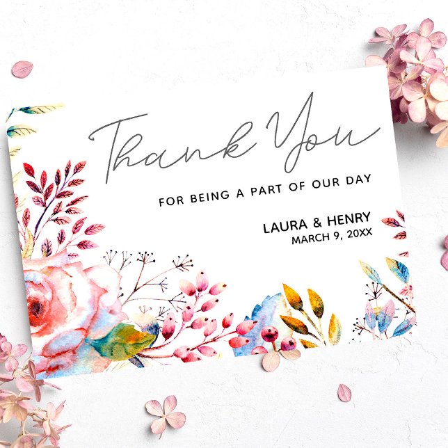 Cor de água rosa rosa rosa Cartões de agradeciment (Criador carregado)