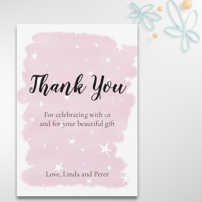 Cor de Água Rosa Simples com Cartões de agradecime (Criador carregado)