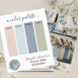 Cor de Casamento Rosa Cor-de-Rosa Azul e Pintada C<br><div class="desc">Cartão de Paleta 2024 com cores de Casamento Cor-de-Rosa Blush Azul e Densidade</div>