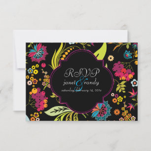 Cor de fundo PixDezines rsvp retro floral/DIY