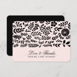 Cor-de-rosa | Black Floral Obrigado Cartões De Cas