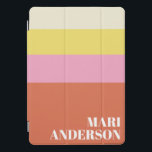 Cor-de-rosa-branca e faixas laranja modernas perso<br><div class="desc">Cor-de-rosa e faixa laranja capa de ipad personalizada moderna</div>