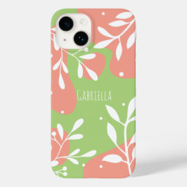 Cor-de-rosa-branca e Floral Personalizado Verde