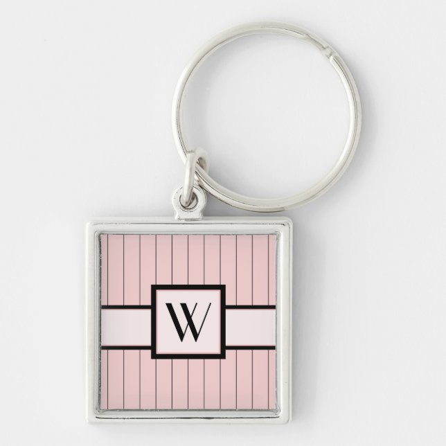 Cor-de-rosa com Chaveiro de Pinstripes pretas (Frente)