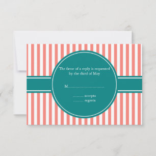 Cor-de-rosa coral e o branco listram RSVP Wedding