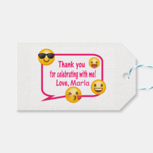 Cor-de-rosa e branco, emoji obrigado você etiqueta