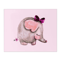 Cor-de-rosa e Cinza elefante-Impressão acrílica