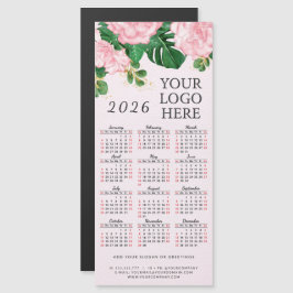 Cor-de-rosa Floral 2026 Calendar Magnet Adicionar 