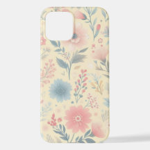 Cor-de-rosa florido Pastel e azul no amarelo-claro