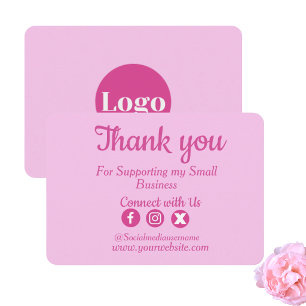Cor-de-rosa giro Obrigado Cartões Pequenas empresa