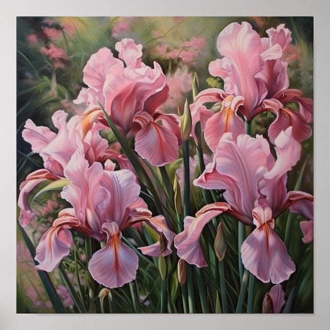 Cor-de-rosa irrissa Impressão de arte floral (Frente)