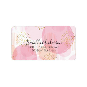 Cor-de-rosa & ouro pontilha a etiqueta de endereç
