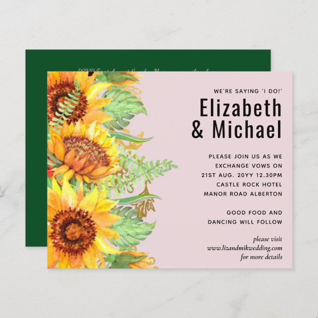 Cor-de-rosa pincelado com orçamento de casamentos  (Frente/Verso)