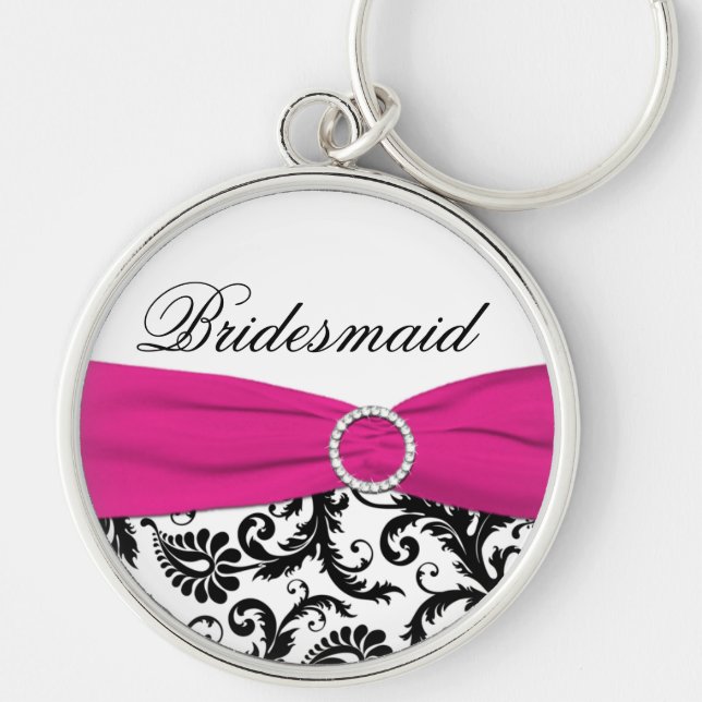 Cor-de-rosa, preto, branco, Damasco, Chaveiro (Frente)