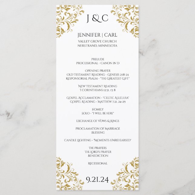 *COR DESIGN EDITÁVEL Cor do Programa de Casamento  (Frente)