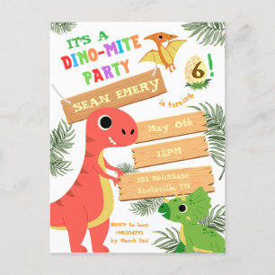 Cor do Rugido: Convite de Aniversário de Dinossaur