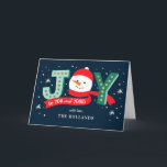 COR EDITÁVEL Joyful Cartões de natal Snowman<br><div class="desc">Coleção correspondente disponível. Design © Berry Berry Sweet. Visite nossa sala de exibição de design em WWW.BERRYBERRYSWEET.COM</div>