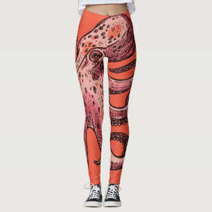 Cor Maroon-Coral Leggings Octopus