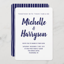 Cor mínima | Azul Marinho | Convite Para Casamento