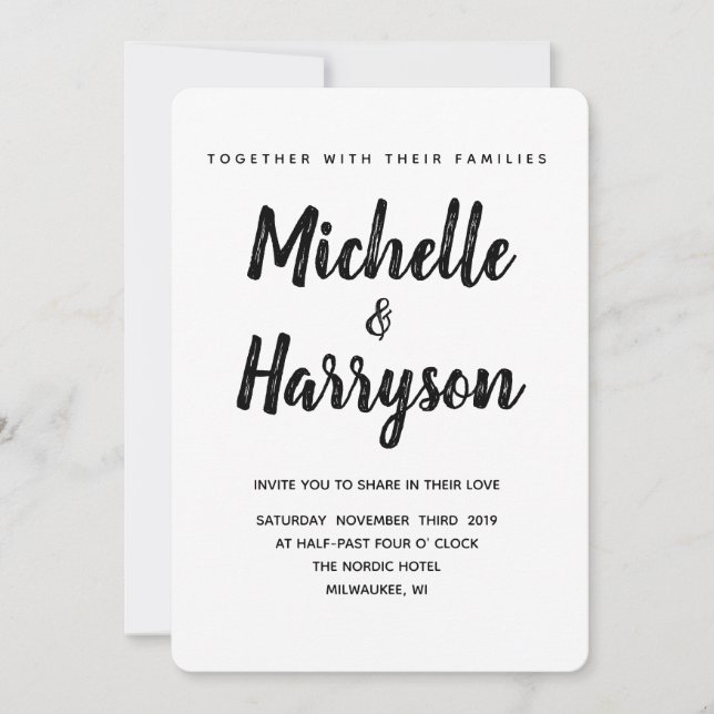 Cor mínima | Preto | Convite Para Casamento (Frente)