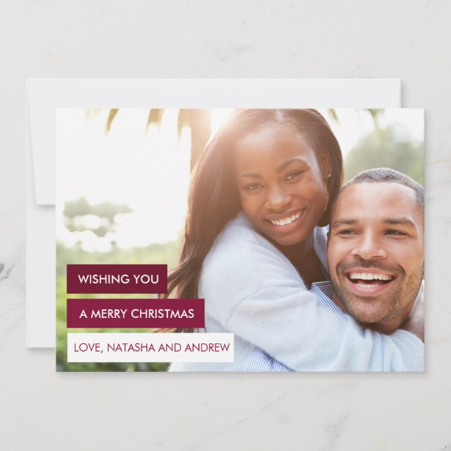 Cor moderna bloqueia Cartões de foto de Natal verm (Frente)