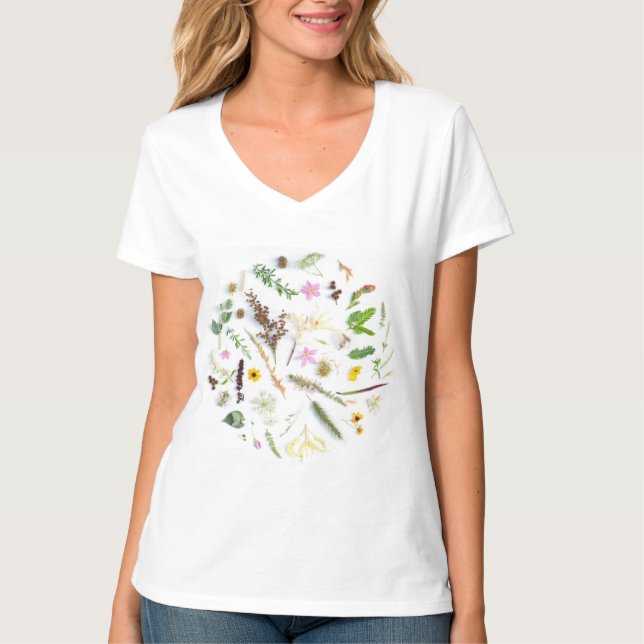 Cor Partilhada Floral Deixa Camiseta Mulheres (Frente)