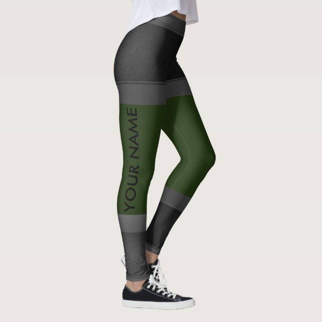 Cor Personalizada Verde Escuro das Leggings da cin (Direita)