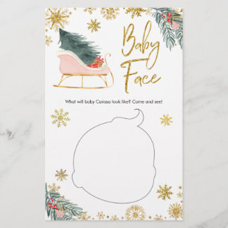 Cor rosa Sleigh Winter Snowflake Chá de fraldas Fa