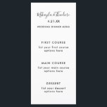 Cor Sólida da Placa do Menu de Casamento de Script<br><div class="desc">Cartão de Menu de Casamento de Script Moderno Preto e Branco com Traseira Sólida Elegante Preta.</div>