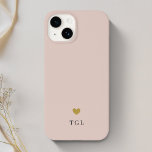 Cor Sólida Monograma Cardíaco Dourado Cor Rosa Pid<br><div class="desc">Capa de telefone personalizada com cor sólida moderna e design de monograma com coração de ouro.</div>
