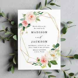 Cora o convite | Dourado floral do casamento do