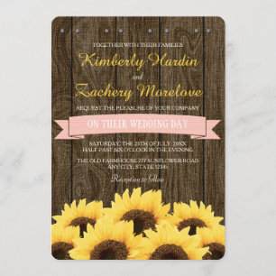 CORA O CONVITE RÚSTICO COR-DE-ROSA DO CASAMENTO D