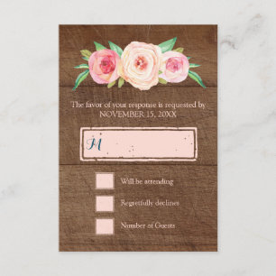 Cora o vintage cor-de-rosa RSVP Wedding de madeira