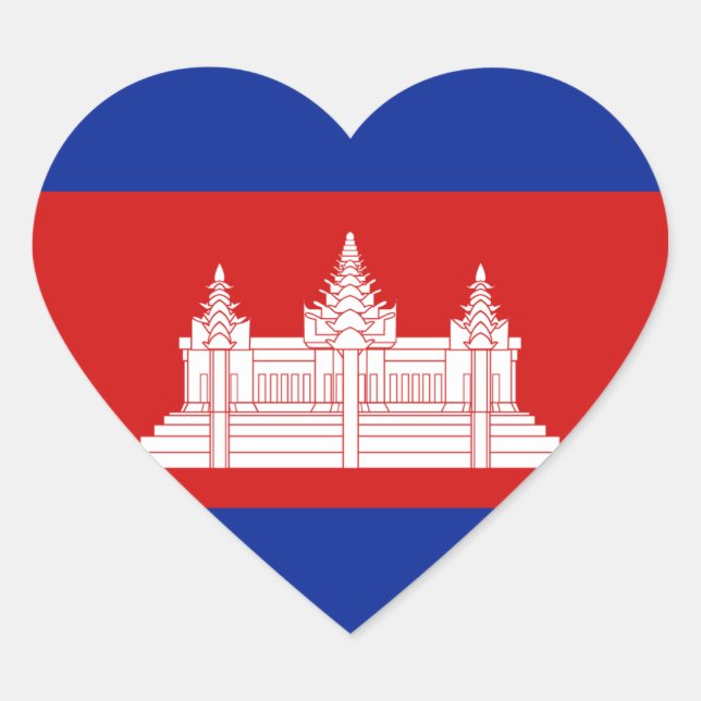Coração Adesivo Bandeira do Camboja (Frente)