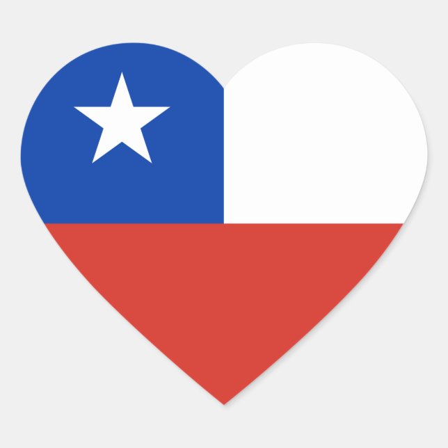 Coração Adesivo da Bandeira do Chile (Coração) (Frente)