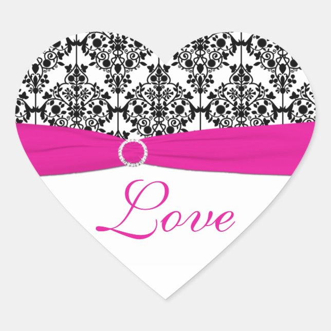 Coração Adesivo de amor rosa, branco e preto (Frente)