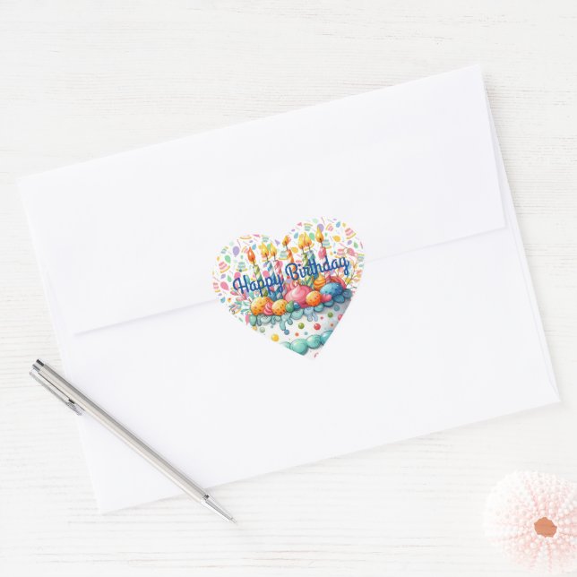 Coração Adesivo de Aniversário Feliz (Envelope)