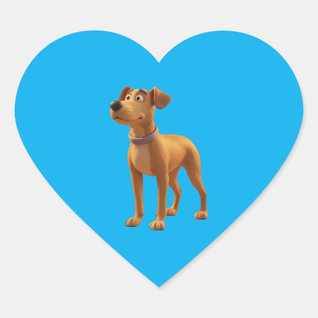 Coração Adesivo de Cachorro Marrom Feliz (Frente)