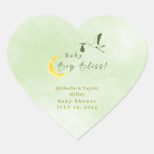 Coração Adesivo de Cegonha Bebê Menino Bliss Sage Verde Co