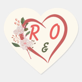 Coração Adesivo de Convite de Casamento Editável Arco Flor