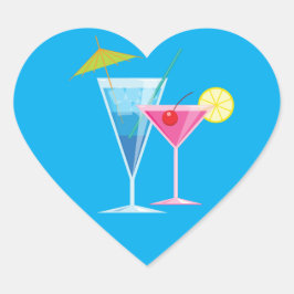 Coração Adesivo de coquetel de praia tropical