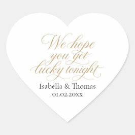 Coração Adesivo de Favor de Casamento Get Lucky Tonight Se