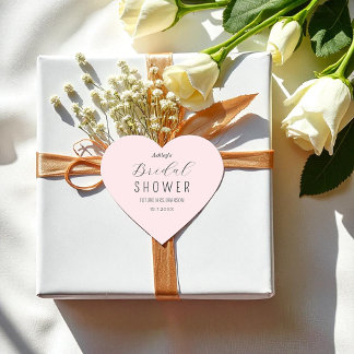 Coração Adesivo de Letra Elegante para Chá de Noiva Rosa