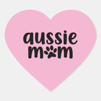 Coração Adesivo de Mãe Aussie Pastor Australiano Rosa