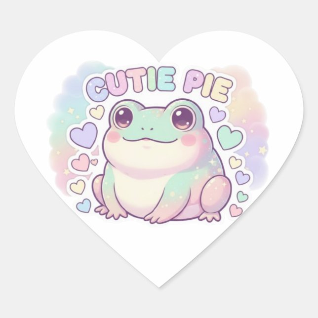 Coração Adesivo de Sapo Cutie Pie Fofa Faísca Kawaii Ae (Frente)
