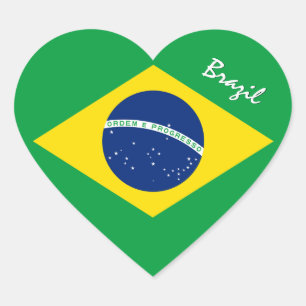Coração Adesivo do Brasil, Coração, Bandeira Brasileira Pa