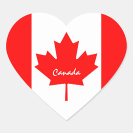 Coração Adesivo do Canadá, Coração, Bandeira Canadense Pat