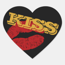 Adesivo do KISS Coração, Lábios Vermelhos - Amor /