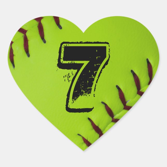 Coração Adesivo personalizado do Softball Heart (Frente)