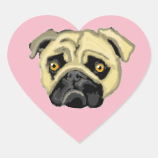 Coração Adesivo Pug